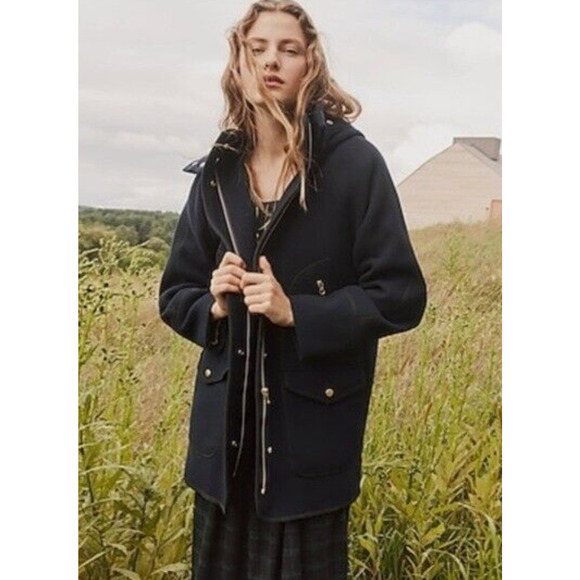 J.Crew Chateau Parka Wool Coat Italian Stadium Cloth Black Size 2 - Picture 3 of 11